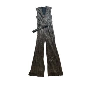 Halogen Metallic V-Neck Sleeveless Jumpsuit w/ Belt‎ Size Small
